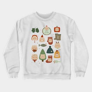 Xmas Bear illustration so cute and cozy colors Crewneck Sweatshirt